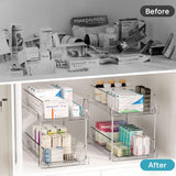 Load image into Gallery viewer,  4 Pack Bathroom Storage Organizer, 2 Tier Clear Under Sink Organizers