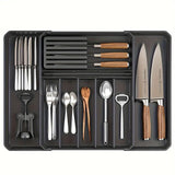 Load image into Gallery viewer, Silverware Drawer Organizer, Expandable Utensil Tray for Kitchen